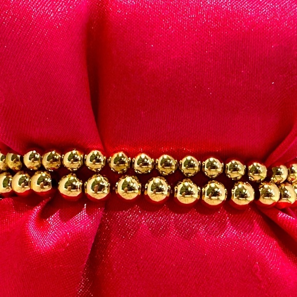 Gold Ball Bead Bracelets Set‎ Evil Eye & Heart with Crystals - Picture 2 of 3